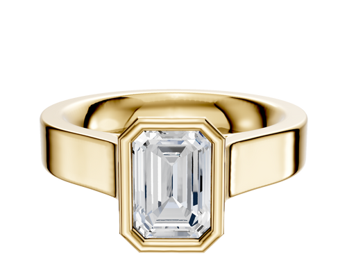 18K Yellow Gold Bezel Full Bezel North/South Cathedral Flat 4.0mm Engagement Ring
