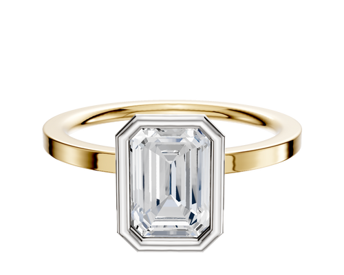 18K Two Tone Bezel Full Bezel North/South Classic Flat 1.5mm Engagement Ring