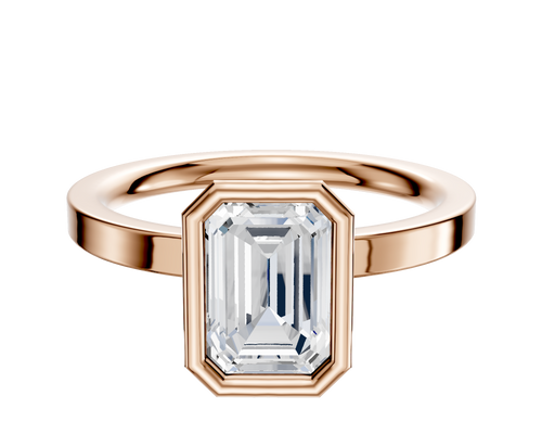 18K Rose Gold Bezel Full Bezel North/South Classic Flat 2.0mm Engagement Ring