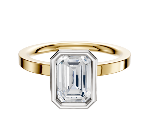 18K Two Tone Bezel Full Bezel North/South Classic Flat 2.0mm Engagement Ring