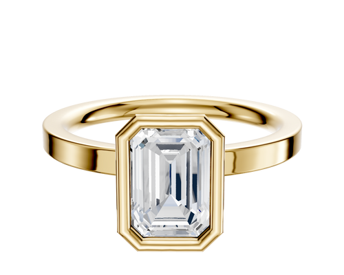 18K Yellow Gold Bezel Full Bezel North/South Classic Flat 2.0mm Engagement Ring