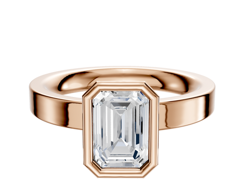 18K Rose Gold Bezel Full Bezel North/South Classic Flat 3.0mm Engagement Ring