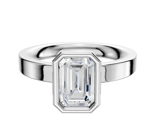 18K White Gold Bezel Full Bezel North/South Classic Flat 3.0mm Engagement Ring