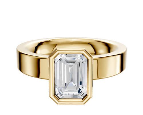 18K Yellow Gold Bezel Full Bezel North/South Classic Flat 4.0mm Engagement Ring