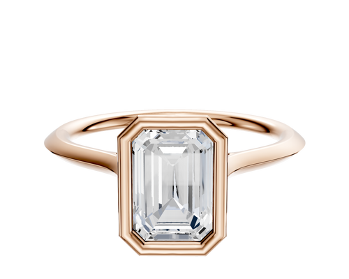 18K Rose Gold Bezel Full Bezel North/South Cathedral Knife Edge 1.5mm Engagement Ring