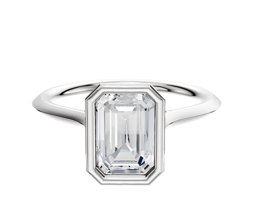 14K White Gold Bezel Full Bezel North/South Cathedral Knife Edge 1.5mm Engagement Ring