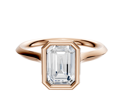 18K Rose Gold Bezel Full Bezel North/South Cathedral Knife Edge 2.0mm Engagement Ring