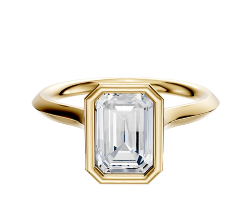 14K Yellow Gold Bezel Full Bezel North/South Cathedral Knife Edge 2.0mm Engagement Ring