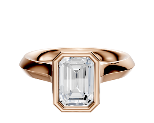 18K Rose Gold Bezel Full Bezel North/South Cathedral Knife Edge 3.0mm Engagement Ring
