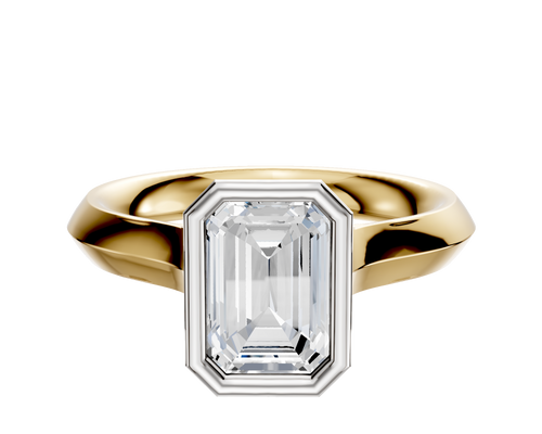 18K Two Tone Bezel Full Bezel North/South Cathedral Knife Edge 3.0mm Engagement Ring