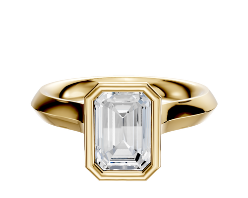 18K Yellow Gold Bezel Full Bezel North/South Cathedral Knife Edge 3.0mm Engagement Ring
