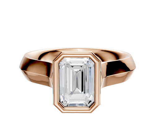 18K Rose Gold Bezel Full Bezel North/South Cathedral Knife Edge 4.0mm Engagement Ring