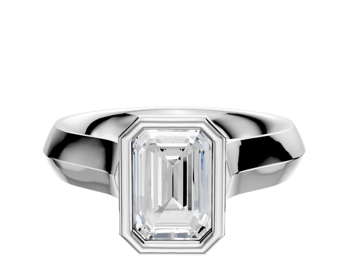 14K White Gold Bezel Full Bezel North/South Cathedral Knife Edge 4.0mm Engagement Ring