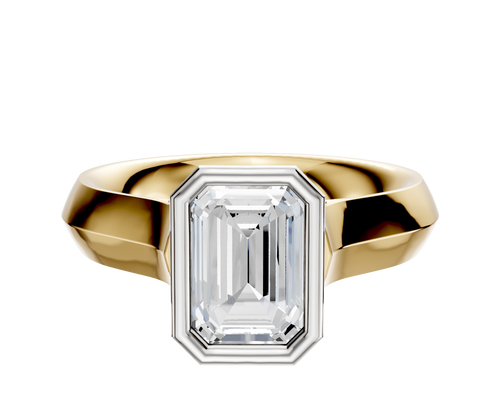 18K Two Tone Bezel Full Bezel North/South Cathedral Knife Edge 4.0mm Engagement Ring