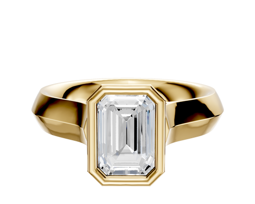 14K Yellow Gold Bezel Full Bezel North/South Cathedral Knife Edge 4.0mm Engagement Ring