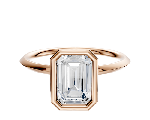 18K Rose Gold Bezel Full Bezel North/South Classic Knife Edge 1.5mm Engagement Ring