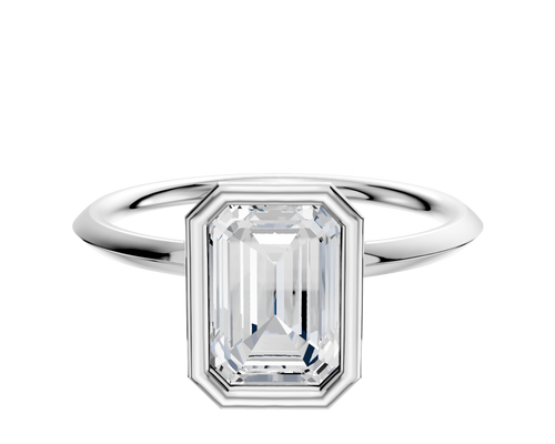18K White Gold Bezel Full Bezel North/South Classic Knife Edge 1.5mm Engagement Ring