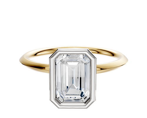 14K Two Tone Bezel Full Bezel North/South Classic Knife Edge 1.5mm Engagement Ring
