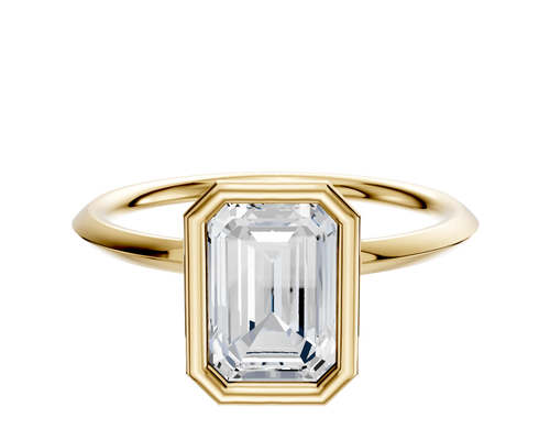 14K Yellow Gold Bezel Full Bezel North/South Classic Knife Edge 1.5mm Engagement Ring
