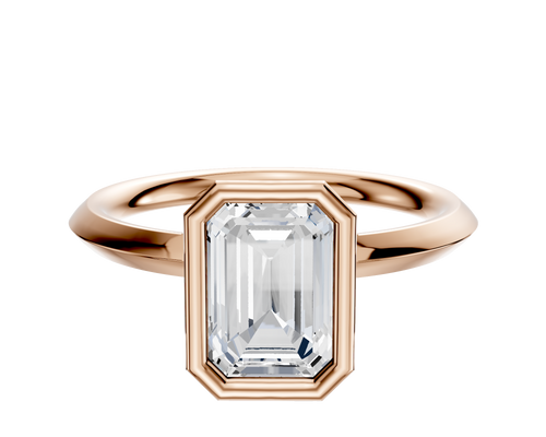 18K Rose Gold Bezel Full Bezel North/South Classic Knife Edge 2.0mm Engagement Ring
