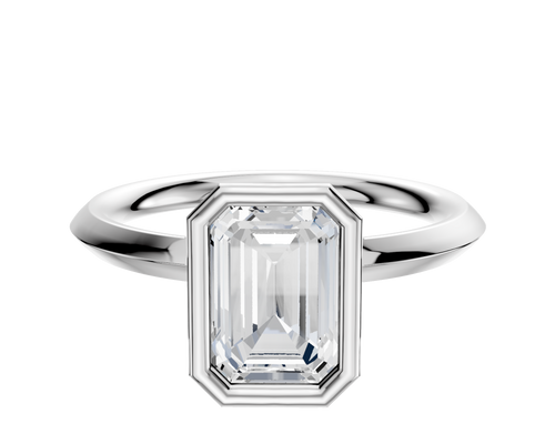 18K White Gold Bezel Full Bezel North/South Classic Knife Edge 2.0mm Engagement Ring