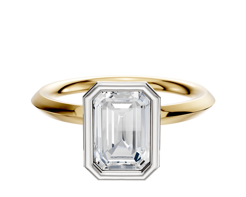 18K Two Tone Bezel Full Bezel North/South Classic Knife Edge 2.0mm Engagement Ring