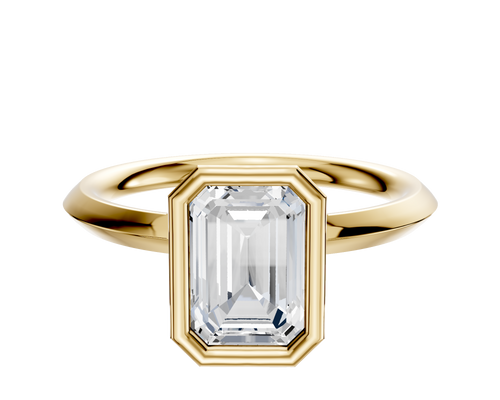 18K Yellow Gold Bezel Full Bezel North/South Classic Knife Edge 2.0mm Engagement Ring