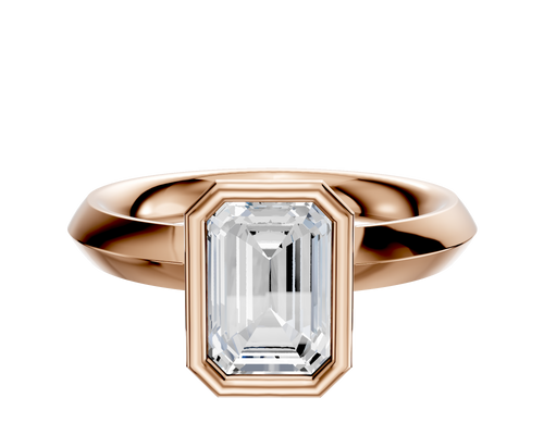 14K Rose Gold Bezel Full Bezel North/South Classic Knife Edge 3.0mm Engagement Ring