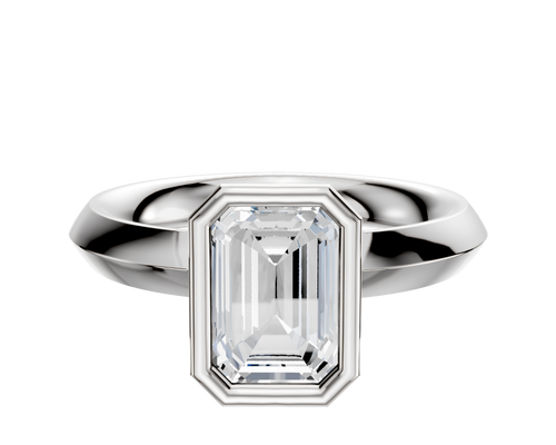 18K White Gold Bezel Full Bezel North/South Classic Knife Edge 3.0mm Engagement Ring