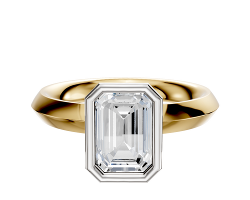 14K Two Tone Bezel Full Bezel North/South Classic Knife Edge 3.0mm Engagement Ring