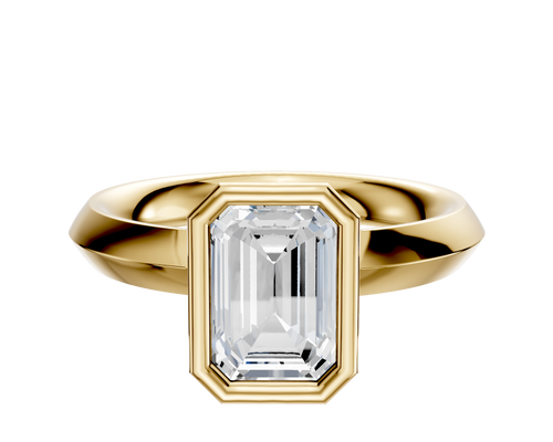 18K Yellow Gold Bezel Full Bezel North/South Classic Knife Edge 3.0mm Engagement Ring