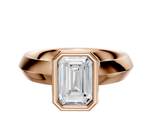 14K Rose Gold Bezel Full Bezel North/South Classic Knife Edge 4.0mm Engagement Ring