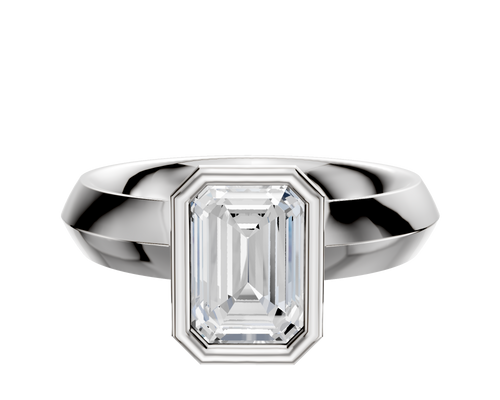 14K White Gold Bezel Full Bezel North/South Classic Knife Edge 4.0mm Engagement Ring