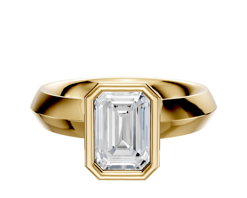 14K Yellow Gold Bezel Full Bezel North/South Classic Knife Edge 4.0mm Engagement Ring