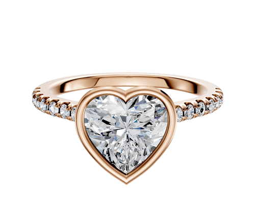 18K Rose Gold Bezel Full Bezel North/South Cathedral Dome 1-Row-Pave 2.5mm Engagement Ring