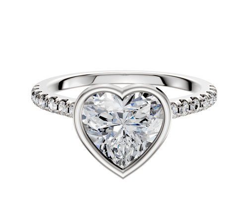 18K Two Tone Bezel Full Bezel North/South Cathedral Dome 1-Row-Pave 2.5mm Engagement Ring