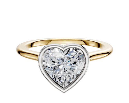 18K Two Tone Bezel Full Bezel North/South Cathedral Dome 1.5mm Engagement Ring