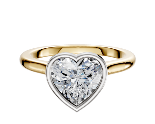 14K Two Tone Bezel Full Bezel North/South Cathedral Dome 2.0mm Engagement Ring