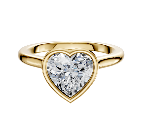14K Yellow Gold Bezel Full Bezel North/South Cathedral Dome 2.0mm Engagement Ring