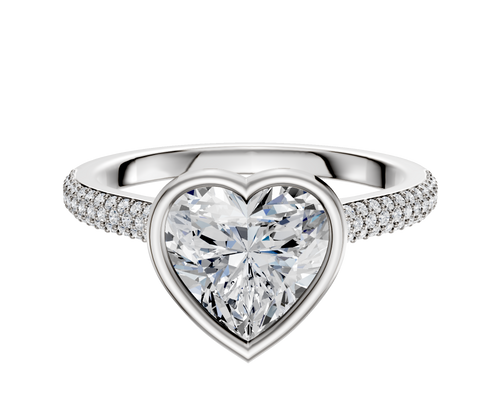 18K White Gold Bezel Full Bezel North/South Cathedral Dome 3-Row-Pave 2.0mm Engagement Ring