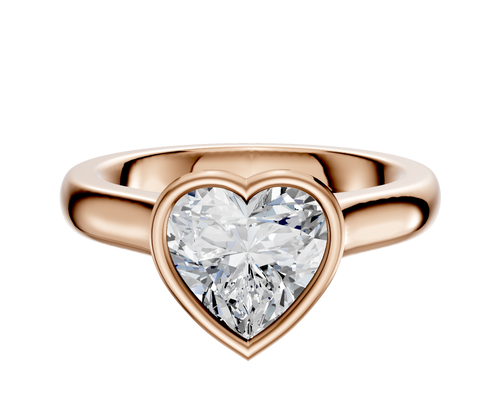 14K Rose Gold Bezel Full Bezel North/South Cathedral Dome 3.0mm Engagement Ring