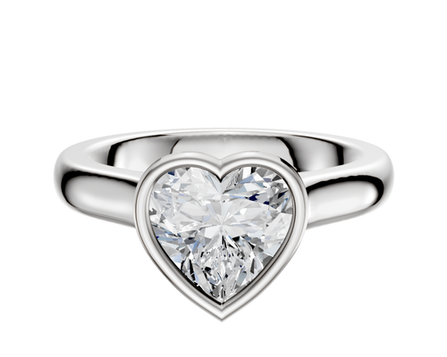 18K White Gold Bezel Full Bezel North/South Cathedral Dome 3.0mm Engagement Ring