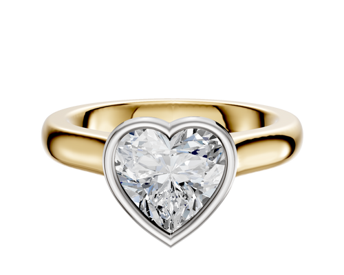 18K Two Tone Bezel Full Bezel North/South Cathedral Dome 3.0mm Engagement Ring