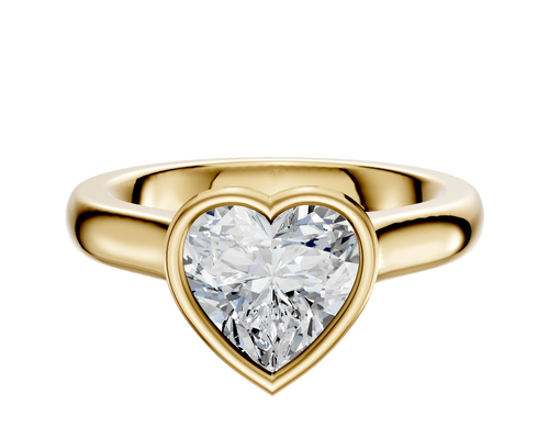 18K Yellow Gold Bezel Full Bezel North/South Cathedral Dome 3.0mm Engagement Ring