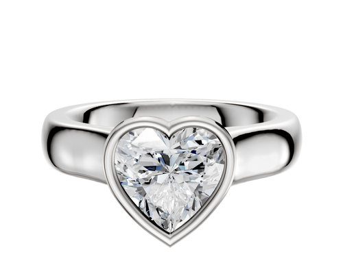 18K White Gold Bezel Full Bezel North/South Cathedral Dome 4.0mm Engagement Ring