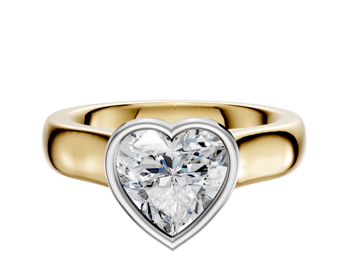 14K Two Tone Bezel Full Bezel North/South Cathedral Dome 4.0mm Engagement Ring