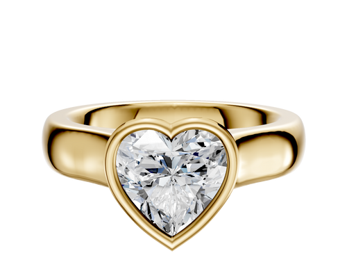 14K Yellow Gold Bezel Full Bezel North/South Cathedral Dome 4.0mm Engagement Ring