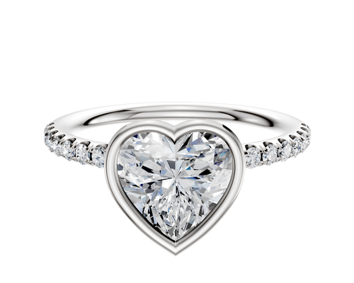 18K Two Tone Bezel Full Bezel North/South Classic Dome 1-Row-Pave 2.5mm Engagement Ring