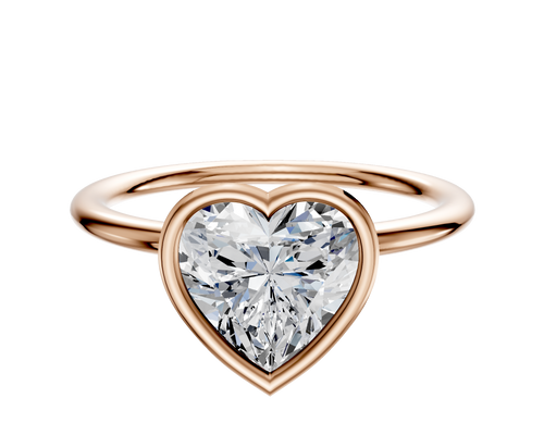18K Rose Gold Bezel Full Bezel North/South Classic Dome 1.5mm Engagement Ring