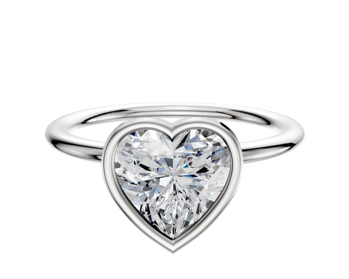 18K White Gold Bezel Full Bezel North/South Classic Dome 1.5mm Engagement Ring